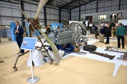 Project Lead Sam Worthington-Leese showing the remains of a Hawker Typhoon 